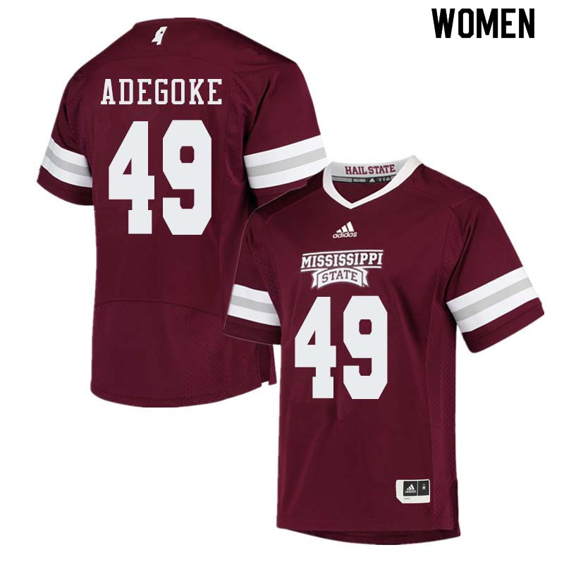 Women #49 Stephen Adegoke Mississippi State Bulldogs College Football Jerseys Sale-Maroon - Click Image to Close